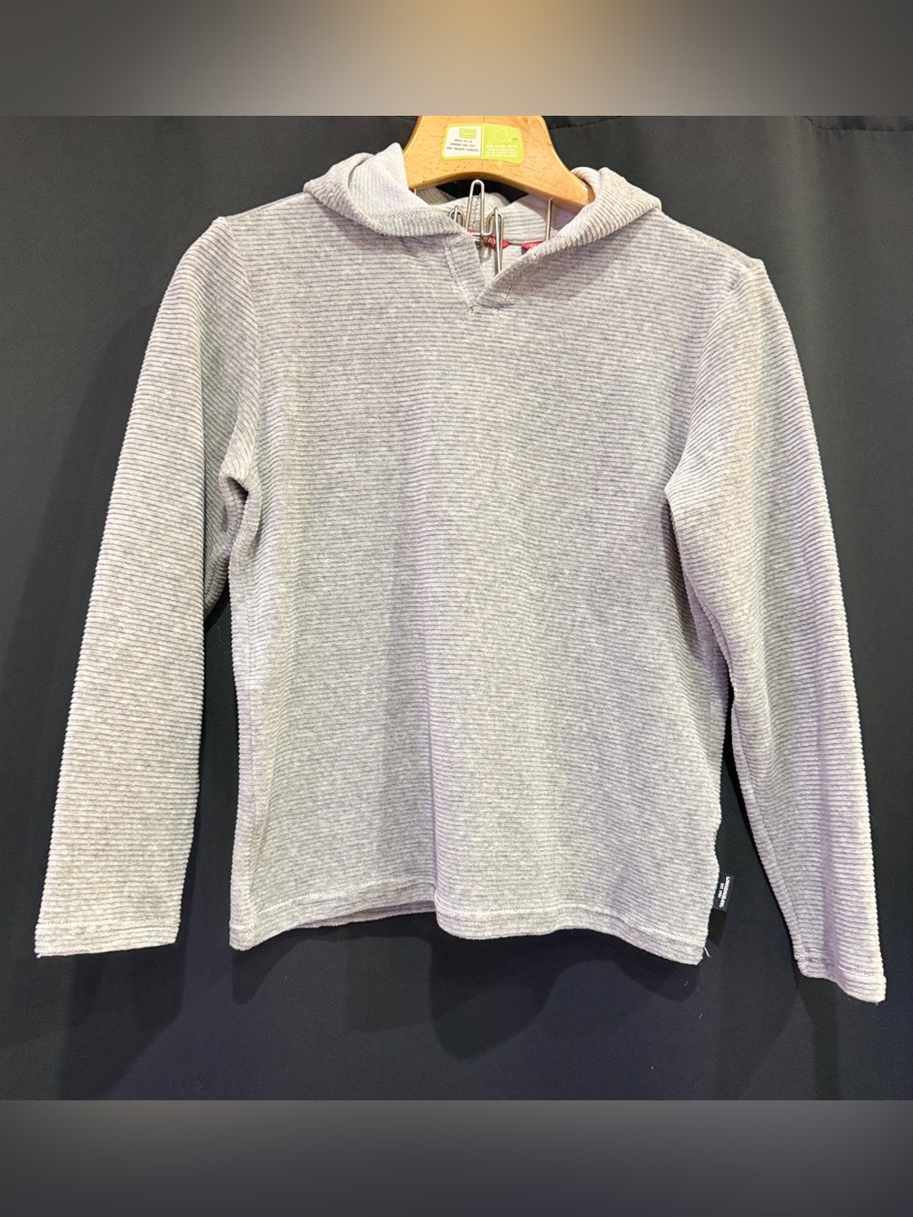UNIONBAY Light Gray 10/12 Ribbed Hooded Pullover for Kids